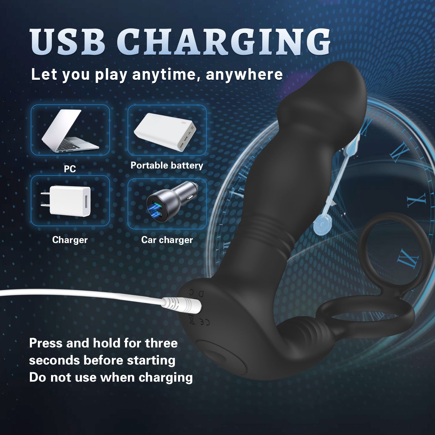 Litein Life Anal Toy Vibrator, Black